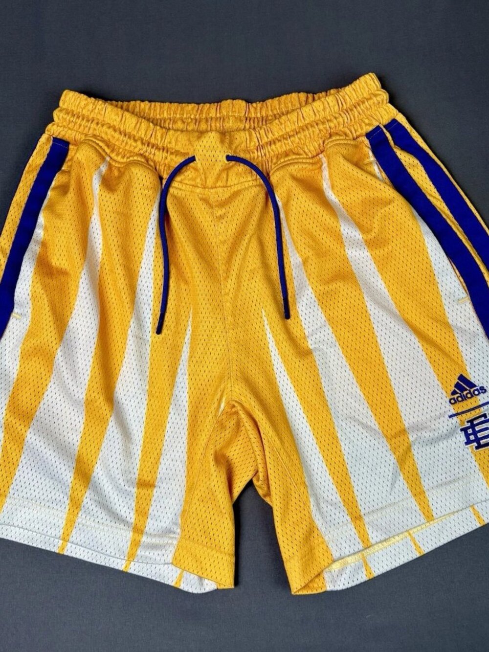 Adidas x Eric Emanuel Hoops Summer Essentials Shorts "Lakers" Yellow Purple sz M